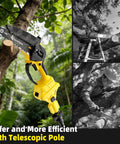 Cordless Pole Saw 4-In-1 With Dual 6-Inch And 8-Inch Bars, 180 Degree Rotatable, Brushless Motor in forest setting