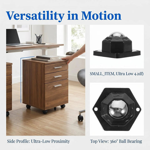 Self Adhesive Mini Casters Wheels Set For Kitchen Storage Boxes And Trash Cans on wood drawer cabinet