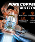 Close-up of Powerful 7 Amp Corded Electric Leaf Blower With Instant Start Delivers Up To 155 MPH And 350 CFM Ultra Lightweight