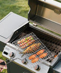 Foldable Stainless Steel Fish Grill Basket For Grillin Veggies Shrimp And Meat Portable BBQ Rack With Detachable Handle in use