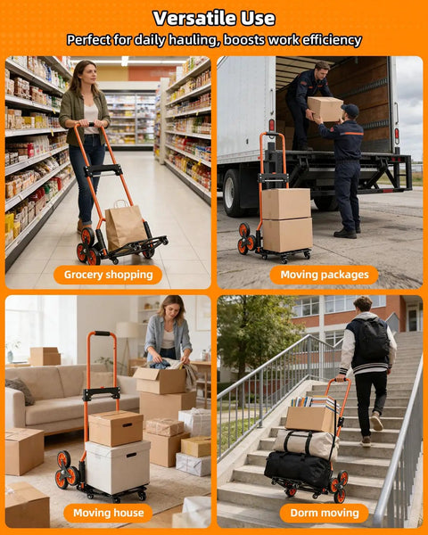 Stair Climbing Dolly With 220Lb Capacity Lightweight Hand Truck Cart With 10 Wheels And Telescoping Handle in versatile use scenes