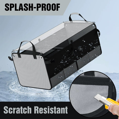 Heavy Duty Car Trunk Organizer For SUV With 63L 26L Modular Storage Foldable Waterproof Non Slip Multi Compartment Soft And Hard Covers Black M006 For Daily Use And Road Trips with splash-proof and scratch-resistant features