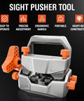 Beefy Manual Dovetail Alignment Pusher Tool With Rotatable Block, Precision Scale, And Smooth Horizontal Travel For Precise Positioning, Heavy Duty Aluminum Frame And Steel Construction, orange and gray