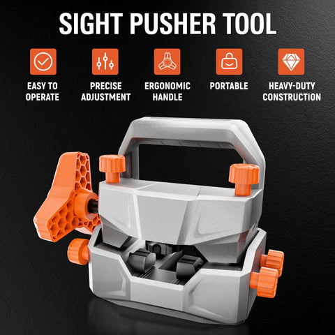 Beefy Manual Dovetail Alignment Pusher Tool With Rotatable Block, Precision Scale, And Smooth Horizontal Travel For Precise Positioning, Heavy Duty Aluminum Frame And Steel Construction, orange and gray