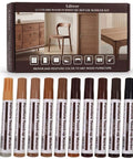 12 Color Furniture Touch Up Markers Wood Scratch Repair Kit For Cabinets Floors Tables Trim, assorted wood tone markers.