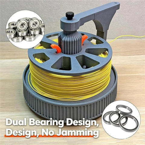 Slick Tangle Free Cable Dispenser, Desktop Wire Spool Reel Stand featuring dual bearing for smooth cord feeding.