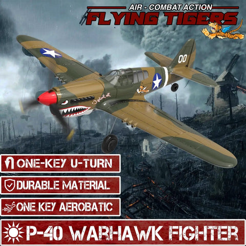 4 Channel RC Airplane For Beginners Ready To Fly With Xpilot Stabilization System And One Key Aerobatics P 40 Warhawk Style Remote Control Plane For Adults And Outdoor Flying Fun aerial view
