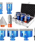 Pro Grade Diamond Core Drill Bit Set For Porcelain Tile Ceramic Marble Brick And Concrete Vacuum Brazed Hole Saw Kit shown