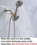 High Pressure Dual Shower Head With Handheld, 6x6 Spray Modes Shower Head Combo, Polished Gold Finish, dual water flow