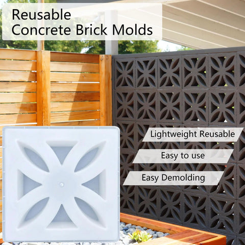 DIY Concrete Wall Block Mold for Decorative Bricks in use, showing lightweight, easy demolding features against a wooden backdrop.