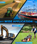 Hydraulic Motor For Eaton Char-Lynn H Series usage in agriculture, shipping, excavation, and lawn mowing.