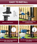 Easy installation steps for Fence Post Repair Kit, 4-Piece Heavy Duty Ground Stakes, Robust Quick Fix Wood Support.