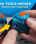 Hands connecting part of Circuit Maker Electronics Science Kit For Kids With Sixty Hands On Projects Build Real Electrical Circuits.
