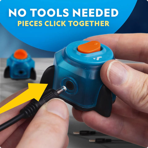Hands connecting part of Circuit Maker Electronics Science Kit For Kids With Sixty Hands On Projects Build Real Electrical Circuits.