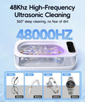 Heavy Duty Ultrasonic Jewelry Cleaner Machine Packing 48Khz Cavitation Punch and Four Simple Levers with jewelry and eyewear in the tank.