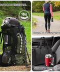 3 In 1 Hooded Rain Poncho For Adults With Pocket Waterproof Lightweight Unisex Rain Coat For Hiking Camping And Emergencies Black Packable Breathable Windproof All Weather Go To Outdoor Gear shown on a backpack