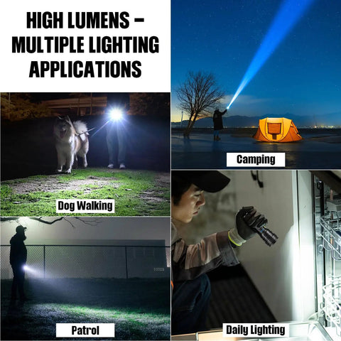 Rechargeable LED Flashlight 2 Pack Ultra Bright 99,000 Lumens Handheld Waterproof Flashlights used for camping, patrol, and emergency light