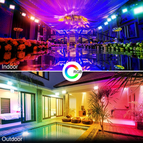 Indoors and outdoors lit by Dope 200W RGB LED Flood Light With Remote Control IP66 Waterproof Security Spotlight 20 Colors And 6 Modes Plus DIY