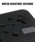Close-up of rugged 7.5 inch camera field monitor hard shell case showing water-resistant exterior surface with brand logo.