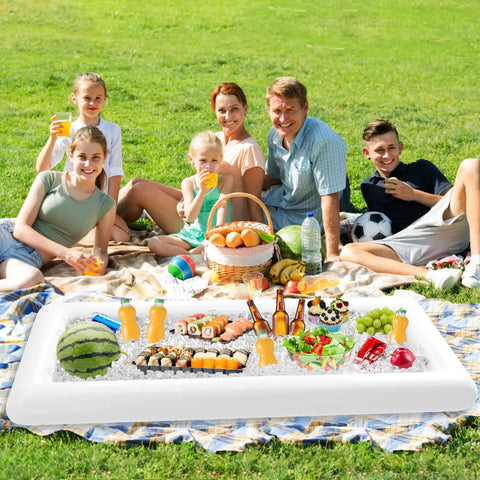 Inflatable Party Bar Cooler And Serving Station For Pool Parties And Picnics Big Foldable Buffet Ice Tray With Drain Plug outdoors