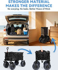 Beach Wagon With 12 Inch Balloon Wheels And Upgraded PU Tires, Collapsible 500Lb Capacity Sand Cart For Family Outings