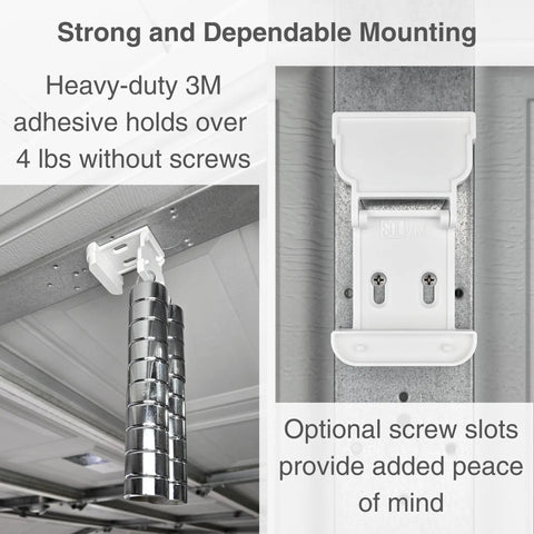 Garage Door Bracket Mount For Alarm Contact Sensors Gen 2 Sensor Not Included, easy peel and stick install shown
