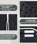 Close-up of 2 pack black outdoor washer and dryer covers showing waterproof fabric, zipper, and fastener details.