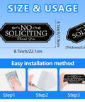 No Soliciting Sign For Front Door Self Adhesive Vinyl Modern Sign For Home House Business Apartments And Office Doors Black Gold Durable Easy Peel And Stick For Indoor Use