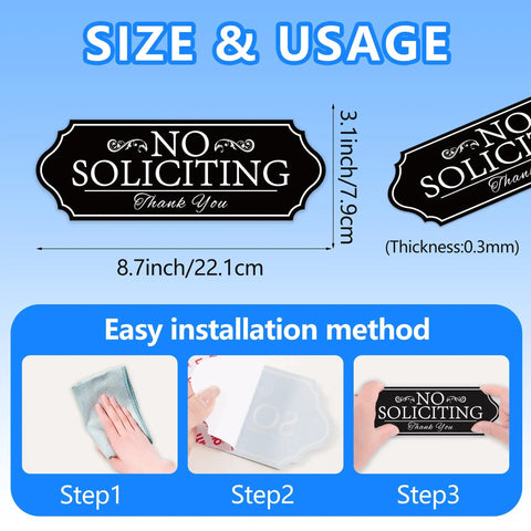 No Soliciting Sign For Front Door Self Adhesive Vinyl Modern Sign For Home House Business Apartments And Office Doors Black Gold Durable Easy Peel And Stick For Indoor Use