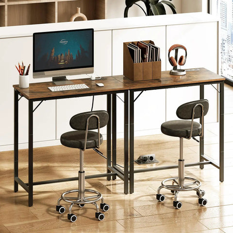Bar Table With Built In Charging Station, Rustic Brown and Black, Counter Height with Electronics and Chairs