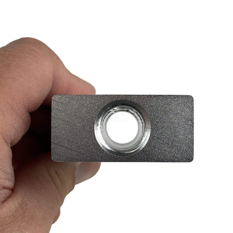 Close-up of Aluminum Push To Connect Air Manifold Splitter Block With Four Three Eighths Inch Female NPT Ports For Air Line Distribution And Easy Setup Includes Four Mounting Holes