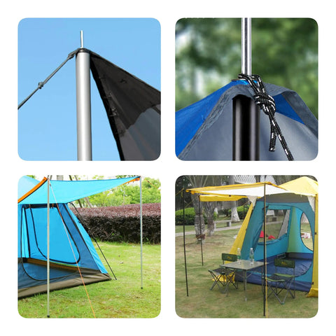Adjustable Tent Poles Set Of Two For Tarp Canopy Camping Replacement In Black Beefy Steel Poles Extend To 75 Inches with Canopy