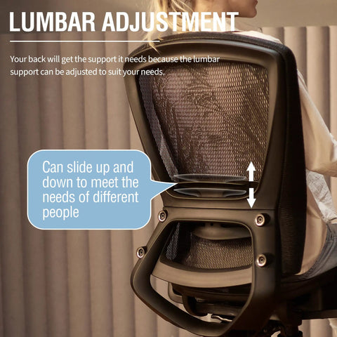 Ergonomic Mesh Office Chair With Adjustable Lumbar Support And Armrests Ultra Comfy Desk Chair For Home Office lumbar detail