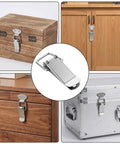 4 Pack Small Spring Loaded Toggle Latch With 20 Screws Stainless Steel Silver Finish Compact Cabinet And Toolbox Latch Set Easy Install Secure Snap Lock For Cabinets Boxes And Toolboxes displayed in various applications