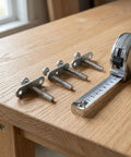 Crib Hardware Replacement Pin Set In Stainless Steel Easy Install For Quick Crib Repairs Smooth Operation Silver Cot Rail Parts For Nursery Furniture Sturdy Safety Lock Kit For No Fuss, three pins with tape measure