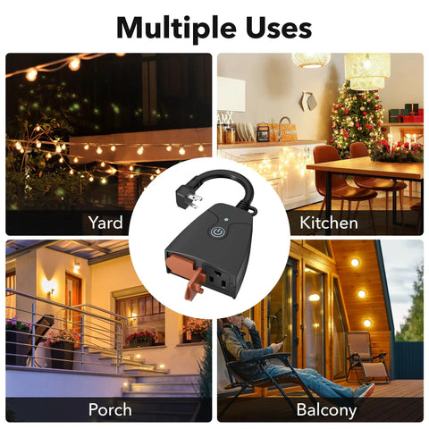 Multiple uses for Dual Grounded Outlets Outdoor Smart WiFi Plug With Heavy Duty Timer in yard, kitchen, porch, balcony