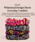 Rainbow Leopard Eco Friendly Satin Scrunchies Set 4 Pcs Soft As Silk Hair Ties That Glide No Damage For Frizz Free Sleep Ponytail Stretches
