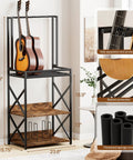 Show Off Your Sweet Guitar Collection With This Super Cool 3 Tier Music Stand, featuring two guitars on a sturdy metal frame.