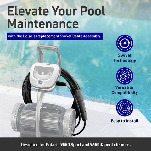 Replacement Swivel Floating Cable Assembly With 69 Inch Cord For 9550 Sport And 9650iQ Robotic Pool Cleaners Black Durable