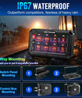 RGB 8 Gang Switch Panel IP67 Waterproof LED Control Box For Cars Boats RVs with mounting options shown