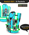Image illustrating the 9-pocket design of the High Visibility Safety Vest With Cushioned Collar And Reflective Trim Class 2 ANSI OSHA.