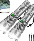 Two Pack Rechargeable LED Flashlights Crazy Bright 990,000 Lumens With Five Modes IPX6 Waterproof Handheld Tactical Gear