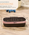 HexaPlate Lite Vibration Plate For Full Body Toning And Recovery With Lymphatic Drainage, rose gold, compact size and dimensions shown