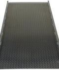 800 Lb Capacity Aluminum Dock Board For Hand Trucks Lightweight Bridge Plate With Beveled Edges Skid Proof Tread Locking Legs on a dock.