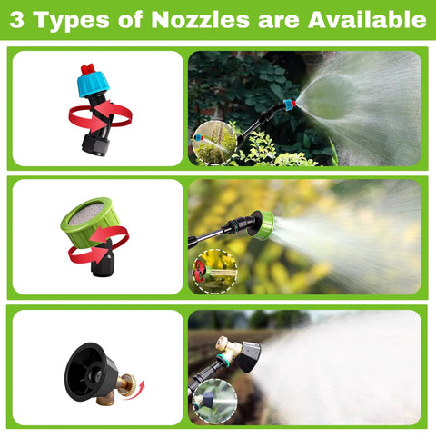 Three nozzle types for Electric Sprayer Wand With 29 Inch Reach, 3 Adjustable Nozzles, Telescoping Garden Sprayer Tool