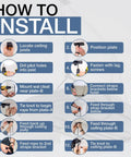 Installation guide for Heavy Duty Garage Ceiling Hoist For Cargo Box Pulley System Holds 150 Lbs with numbered steps.