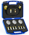Hydraulic Pressure Test Kit With Three Gauges 3500 5500 9000 Psi, Eight Test Couplings, Quick Connector, Three Hoses, Durable Case