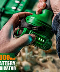 User holding handle of 20V Brushless Cordless Drill Kit With Hammer Mode Beast Power Dual 2Ah Batteries And Charger 450 Inch Pounds Torque