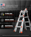 Versatile 22 Ft Multi-Position Ladder For Pros And DIYers, A Real Workhorse, Heavy-Duty Aluminum Construction, Four-Position Modes, Secure Locking, Stable And Durable For Indoor Outdoor Tasks, Roof Access And Tall Projects. Type IAA 375-lb aluminum ladder in A-frame mode