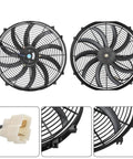 Heavy Lifting 14 Inch Slim Push Pull Electric Radiator Cooling Fan 12 Volt 90 Watt Beast Mode Eight Blade Engine Cooler showing dual fans.